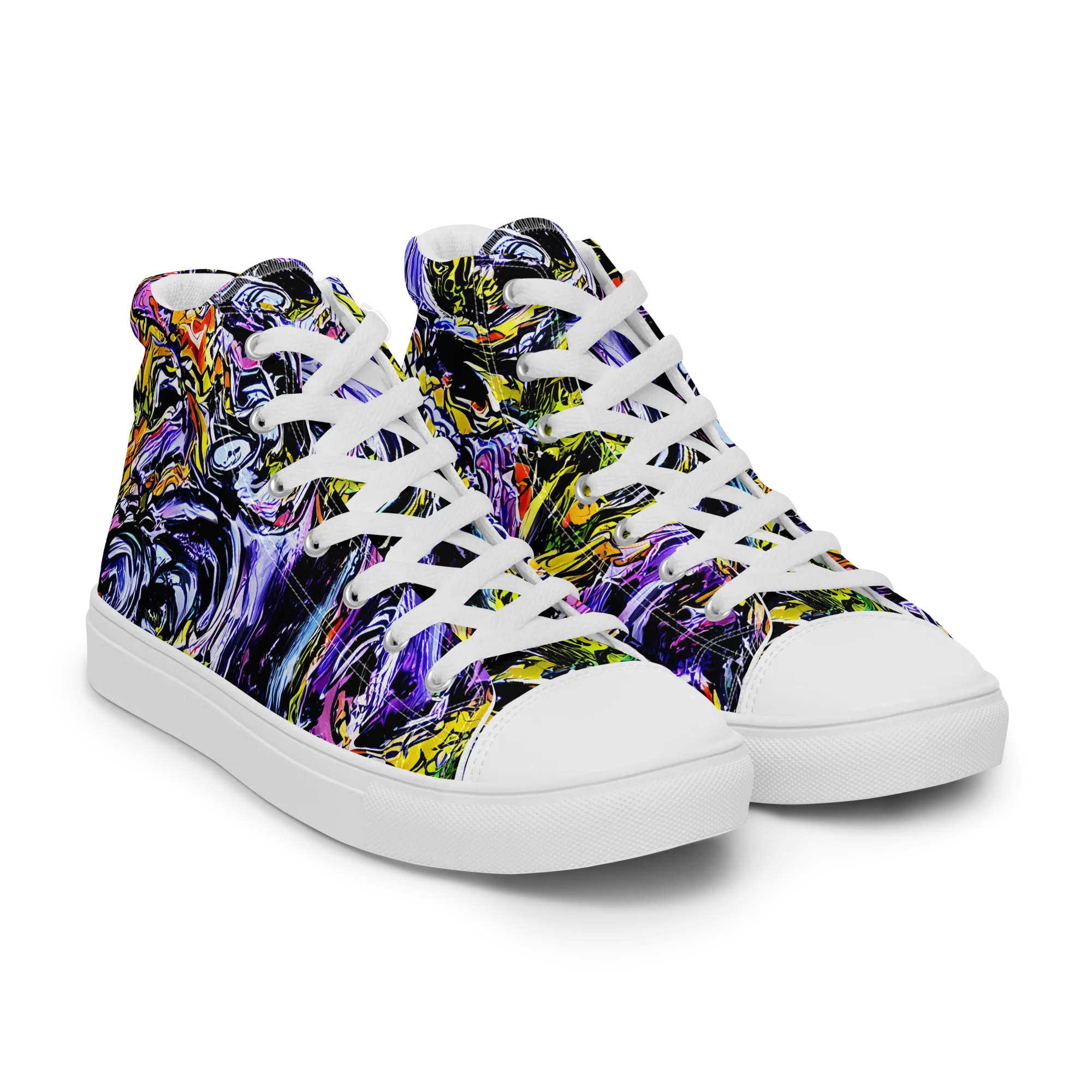 Midnight Mutation on Men's High Top Canvas Shoes — Right Front