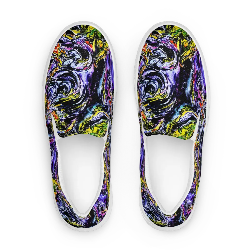 Midnight Mutation on Men's Slip-On Canvas Shoes — Front