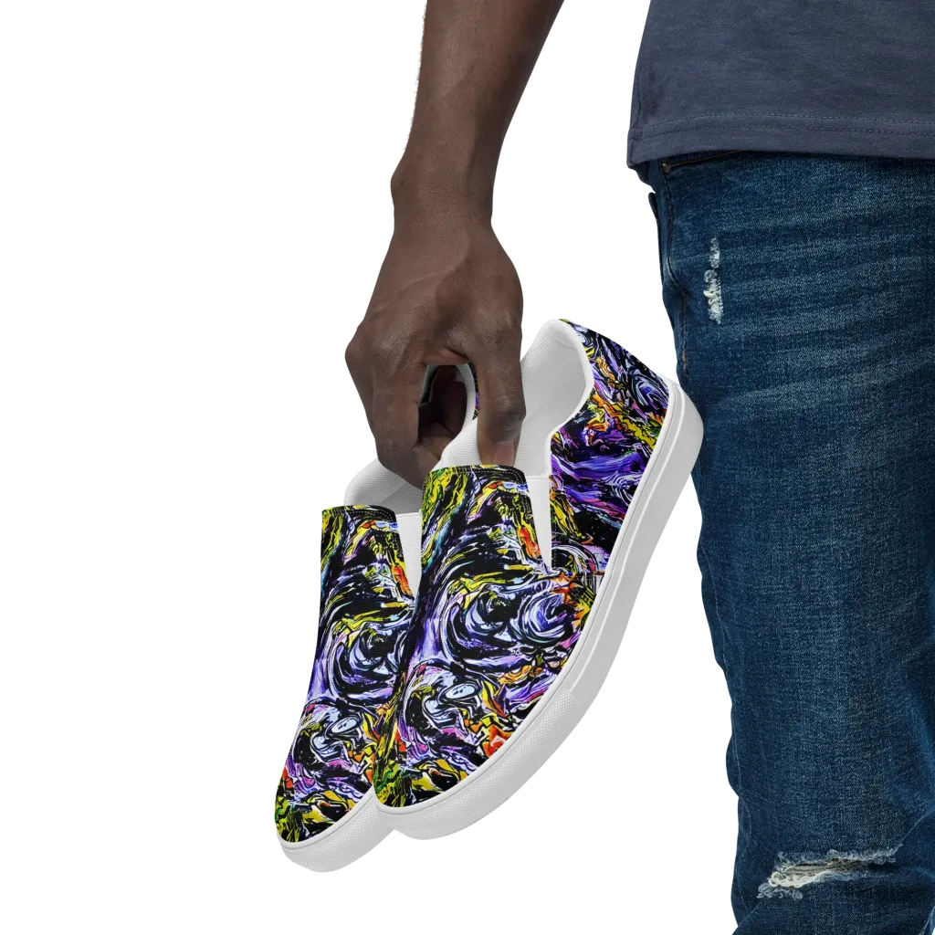 Midnight Mutation on Men's Slip-On Canvas Shoes — Left Front