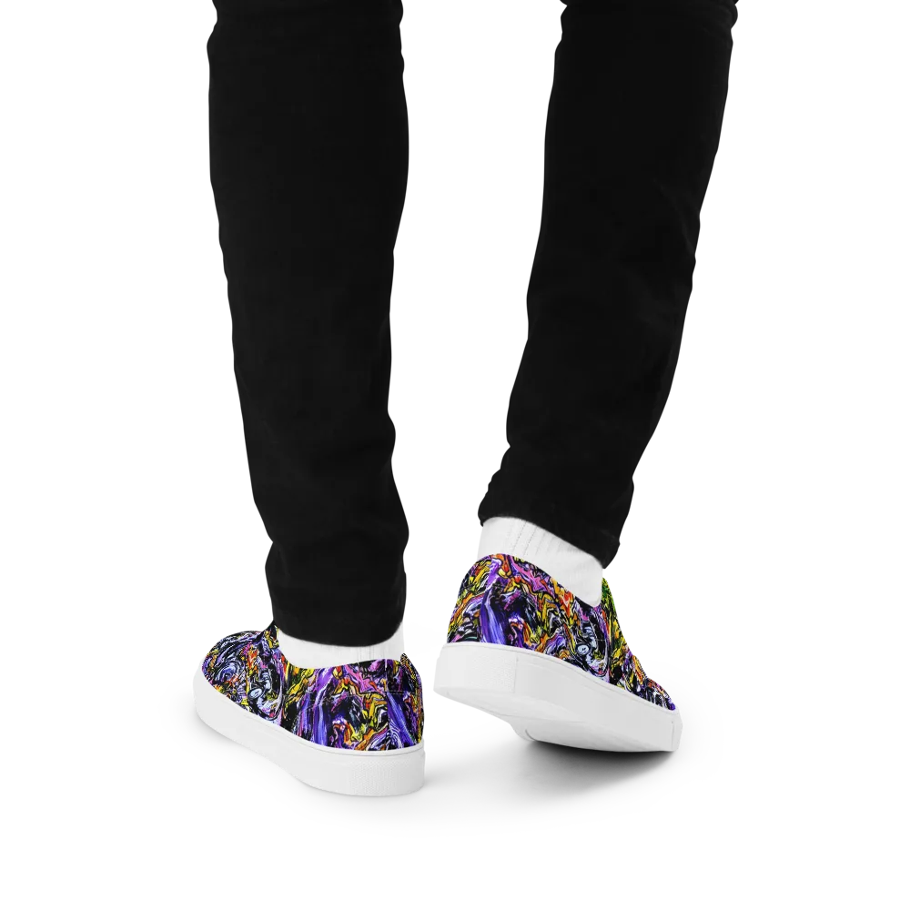 Midnight Mutation on Men's Lace-Up Canvas Shoes — Back