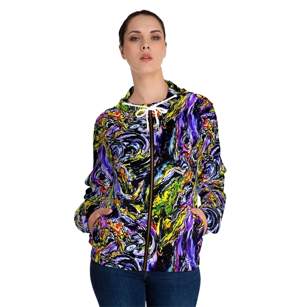 Midnight Mutation on Women's Full-Zip Hoodie — Front On Person