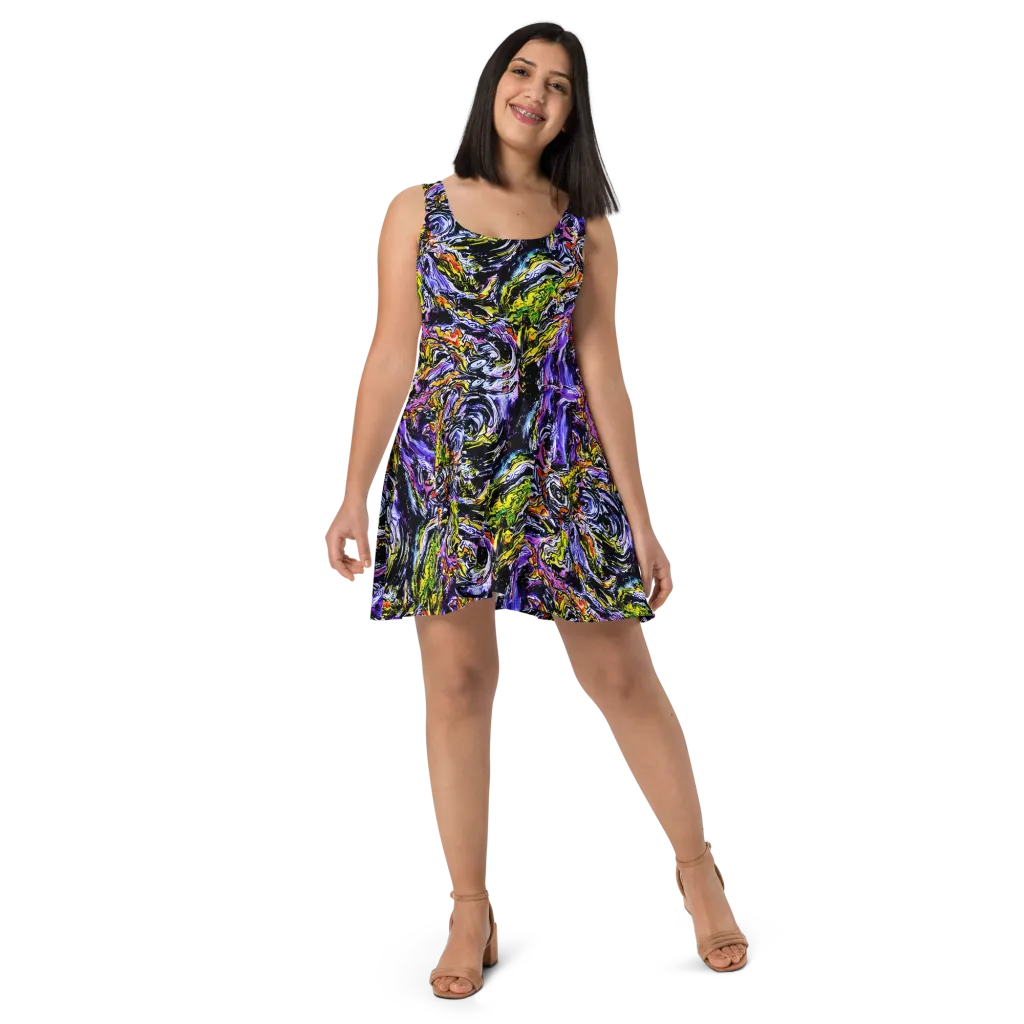Midnight Mutation on Skater Dress — Front