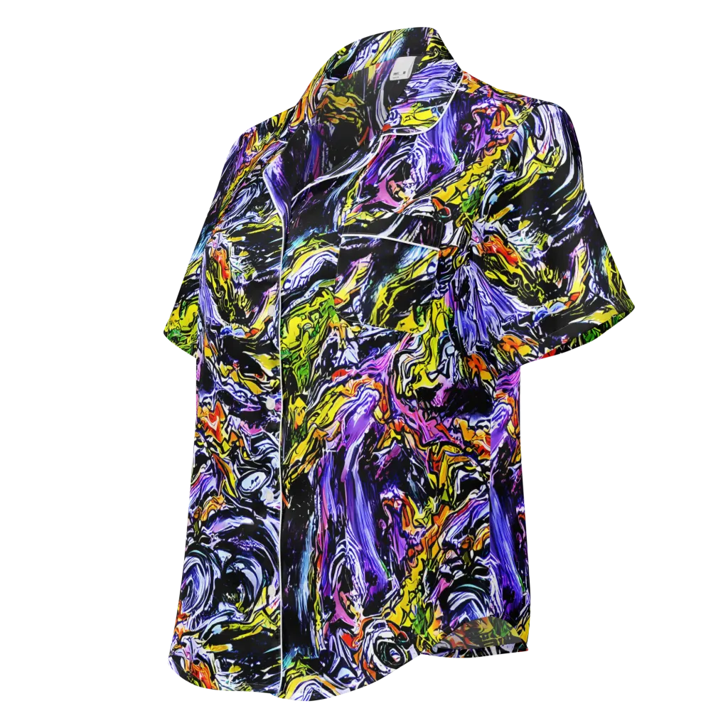 Midnight Mutation on Women's Short Sleeve Pajama Top — Left Front