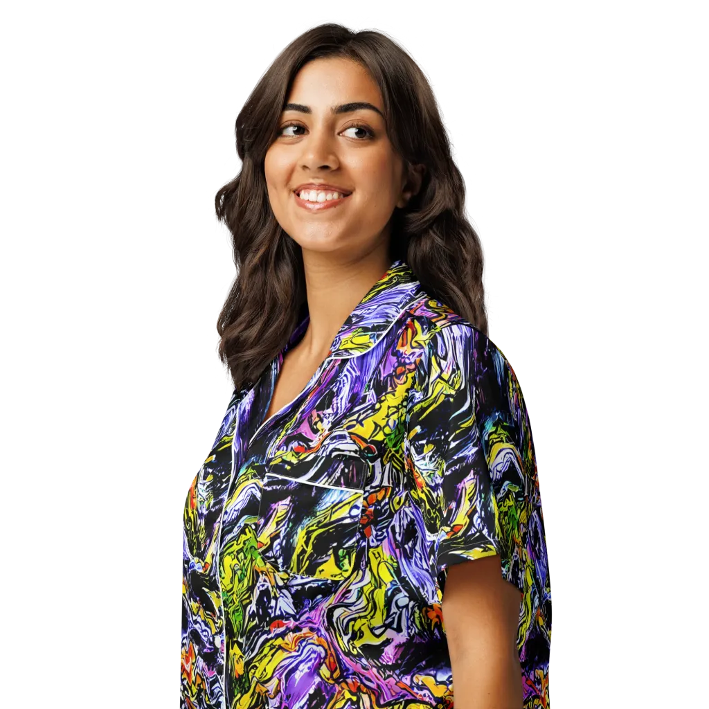 Midnight Mutation on Women's Short Sleeve Pajama Top — Left Front