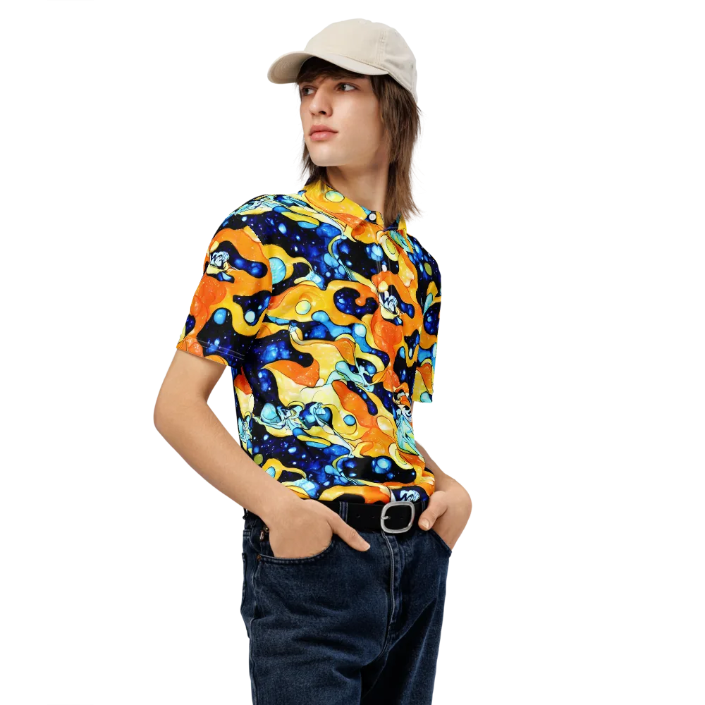 Starlight Melt on Men's Slim Fit Polo Shirt — Right Front