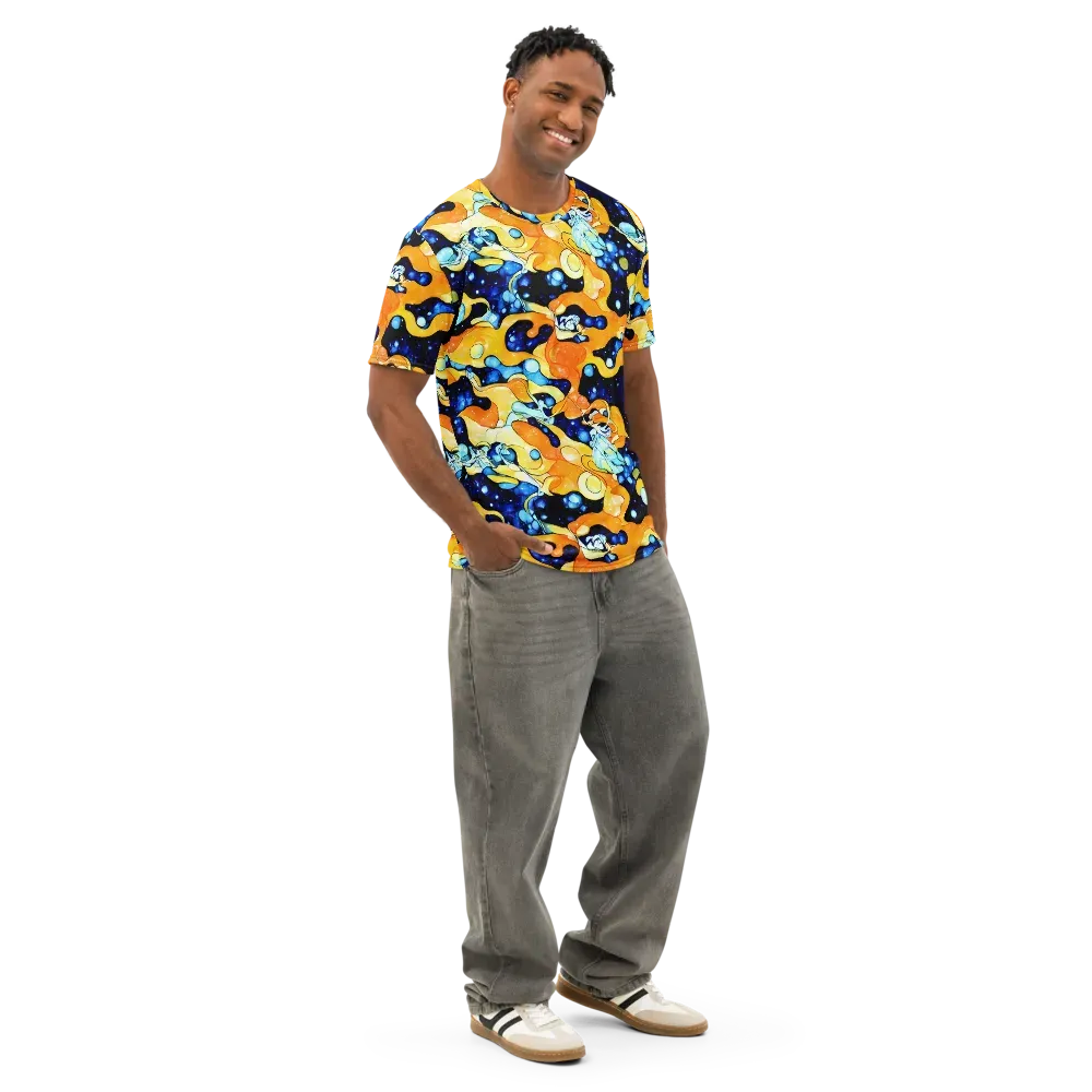 Starlight Melt on Men's Cotton Crew Neck T-Shirt — Right Front