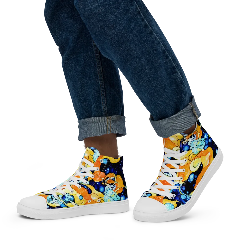 Starlight Melt on Men's High Top Canvas Shoes — Left
