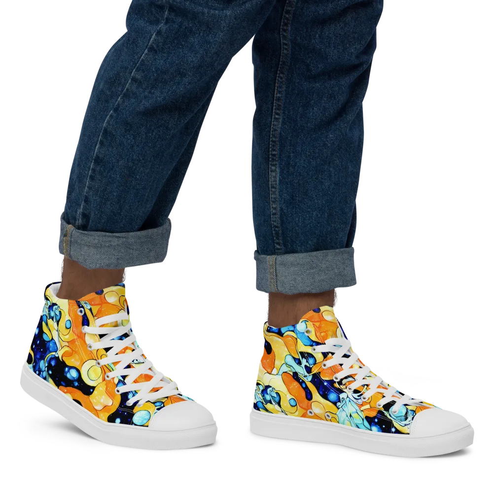 Starlight Melt on Men's High Top Canvas Shoes — Right