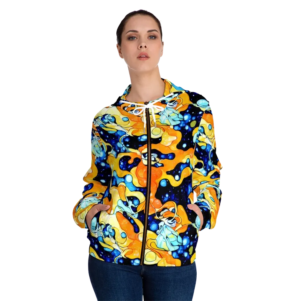 Starlight Melt on Women's Full-Zip Hoodie — Front On Person