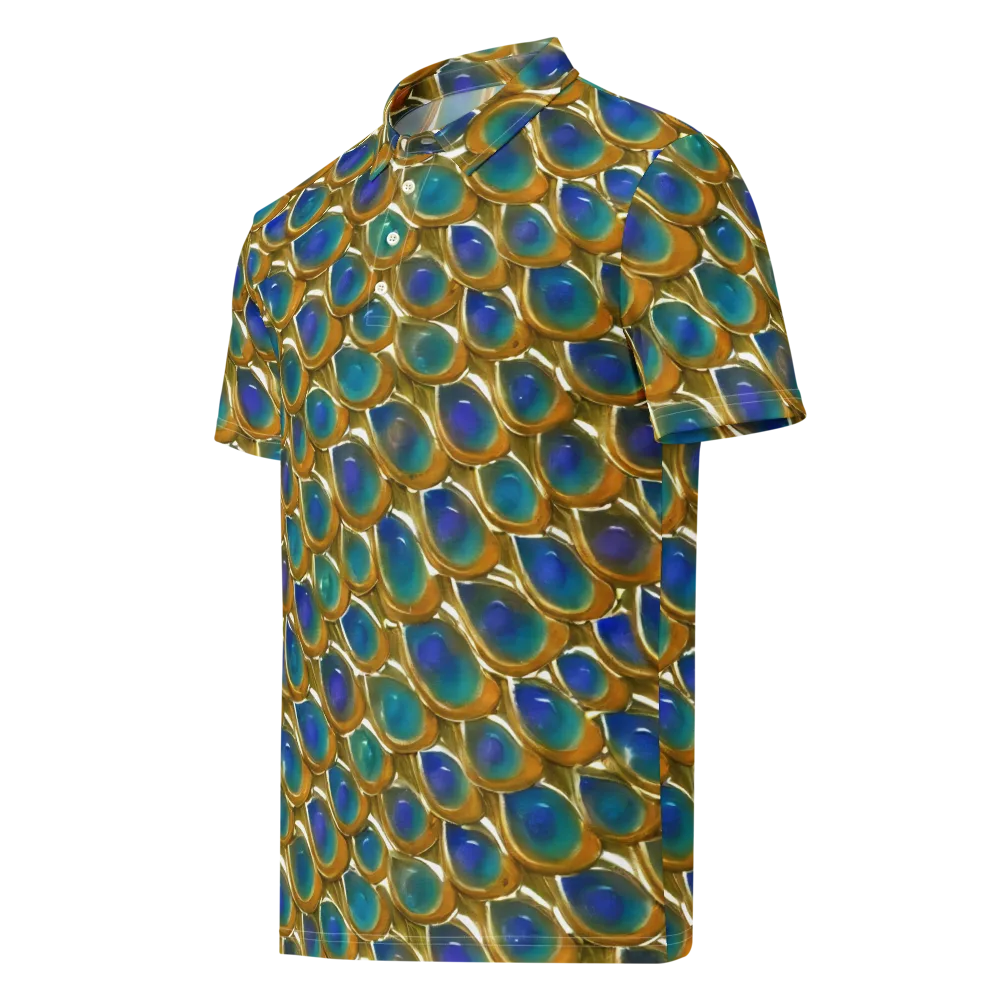 Peacock Voltage on Men's Slim Fit Polo Shirt — Left Front