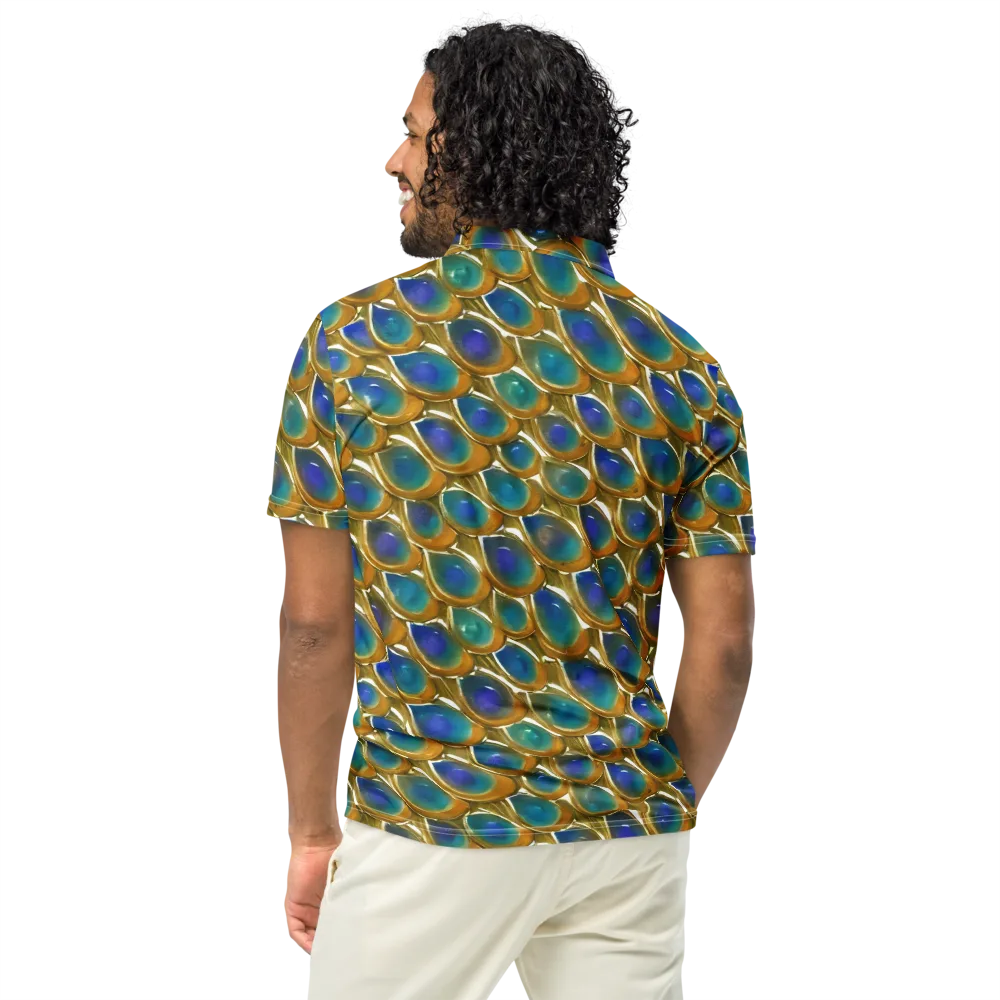 Peacock Voltage on Men's Slim Fit Polo Shirt — Back