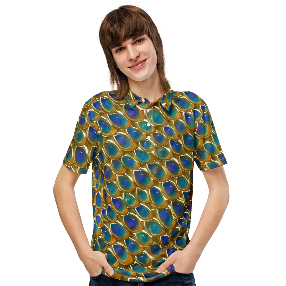 Peacock Voltage on Men's Slim Fit Polo Shirt — Front