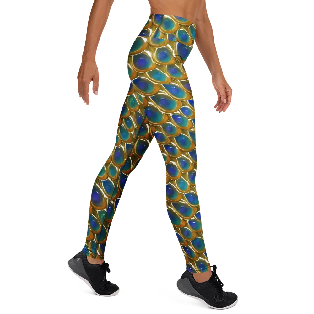 Peacock Voltage on Yoga Leggings — Right