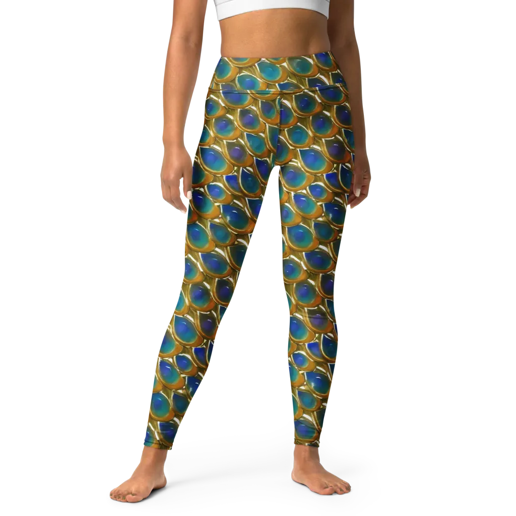 Peacock Voltage on Yoga Leggings — Front