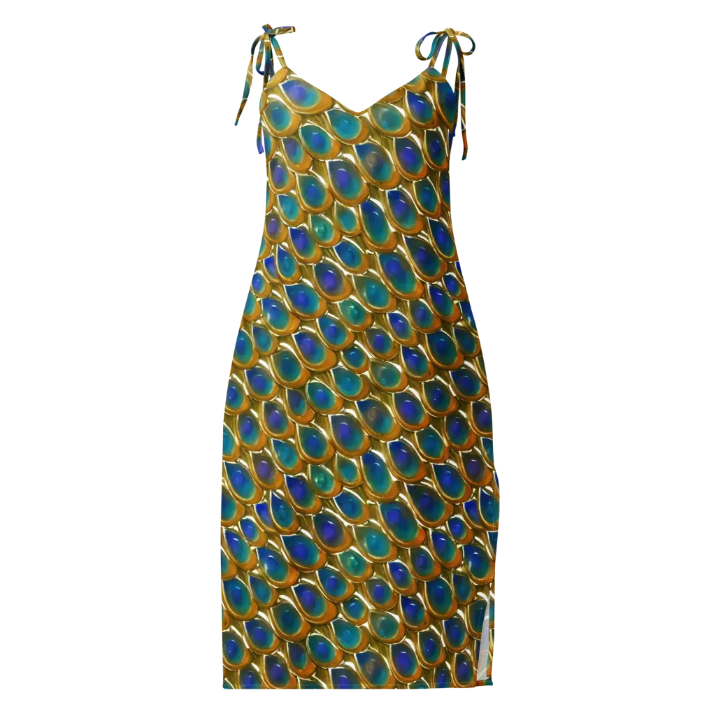 Peacock Voltage on Slip Dress — Front