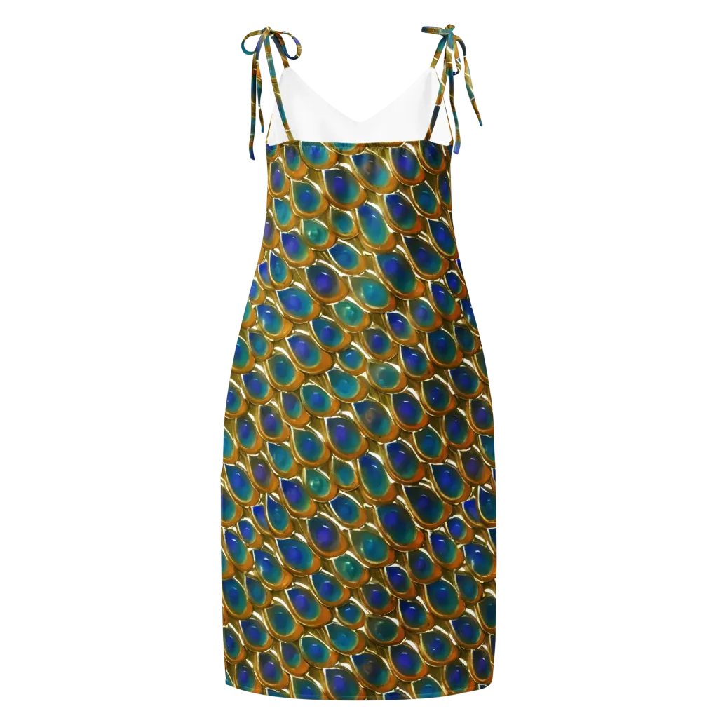 Peacock Voltage on Slip Dress — Back