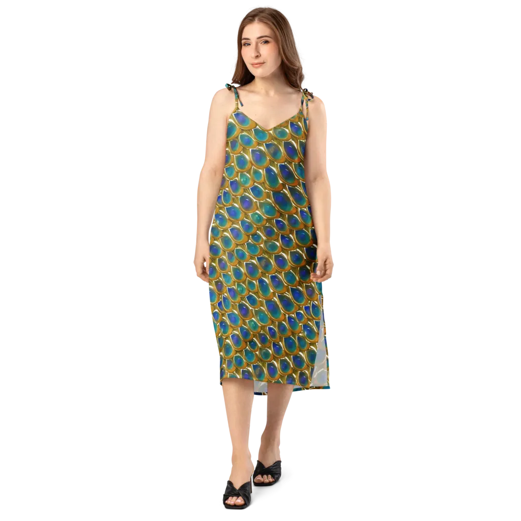 Peacock Voltage on Slip Dress — Front