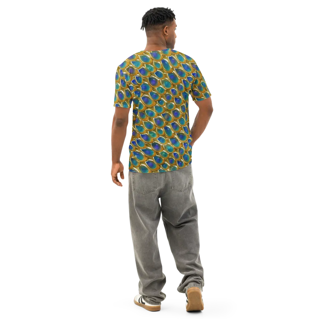 Peacock Voltage on Men's Cotton Crew Neck T-Shirt — Back