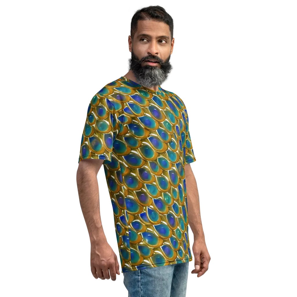 Peacock Voltage on Men's Crew Neck T-Shirt — Right