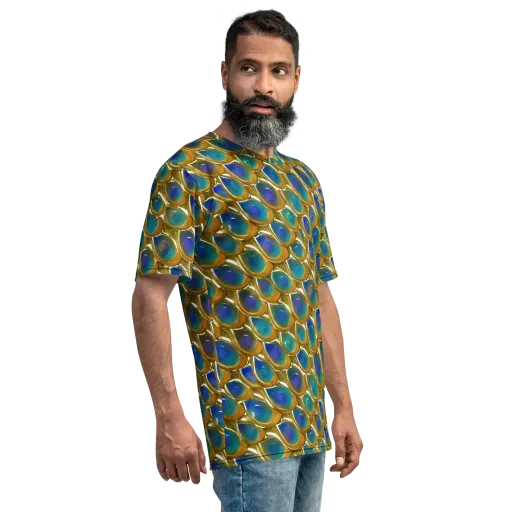 Peacock Voltage on a Men's Crew Neck T-Shirt