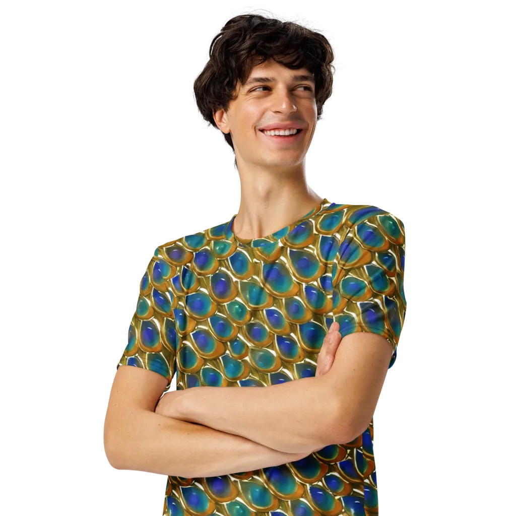 Peacock Voltage on Men's Crew Neck T-Shirt — Left Front