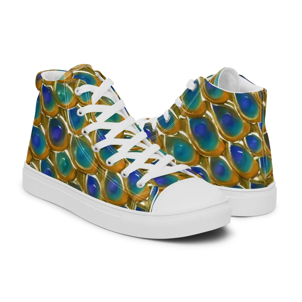 Peacock Voltage on Men's High Top Canvas Shoes — Right