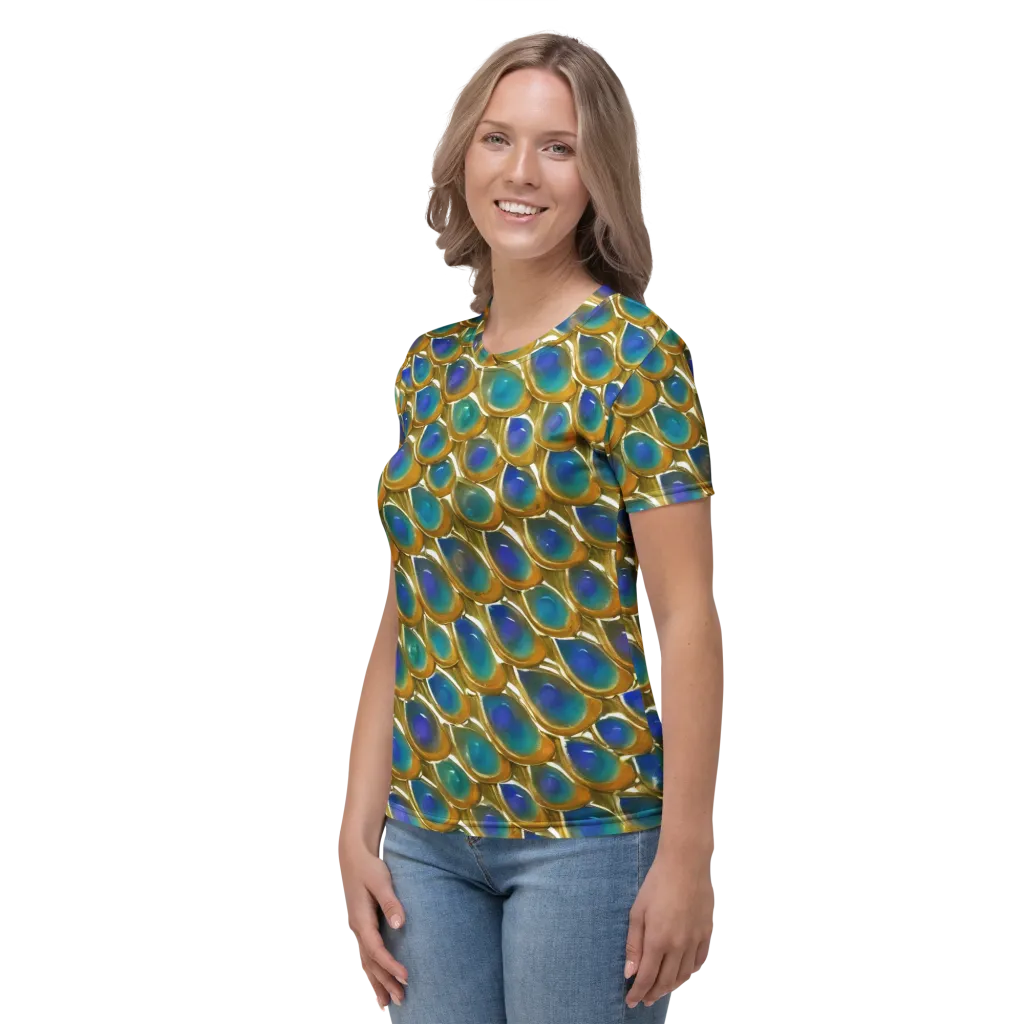 Peacock Voltage on Women's Crew Neck T-Shirt — Left