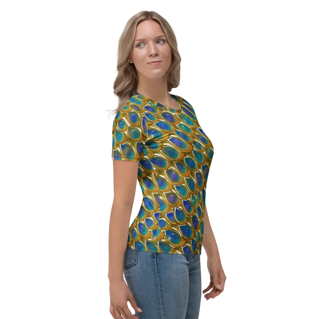 Peacock Voltage on Women's Crew Neck T-Shirt — Right