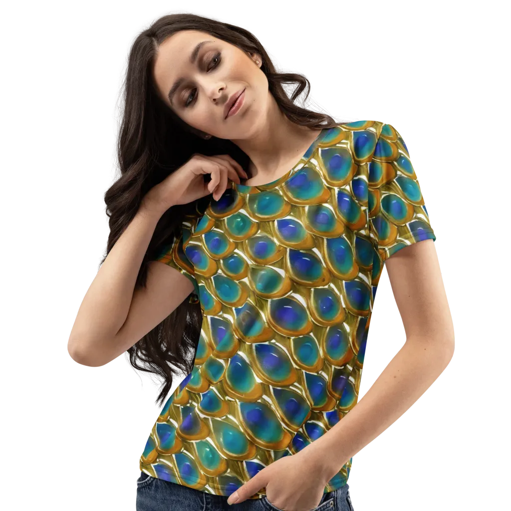 Peacock Voltage on Women's Crew Neck T-Shirt — Left Front