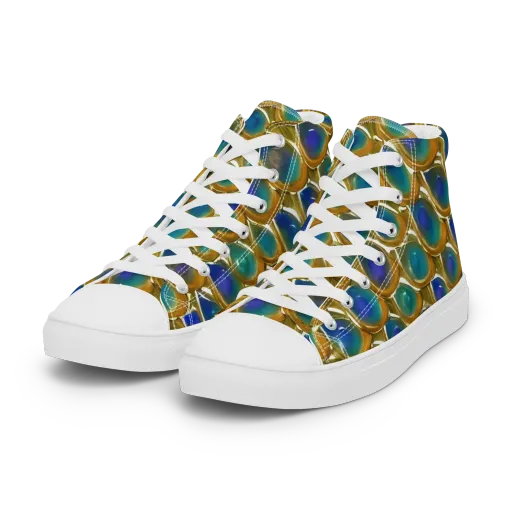 Peacock Voltage on a Women's High Top Canvas Shoes