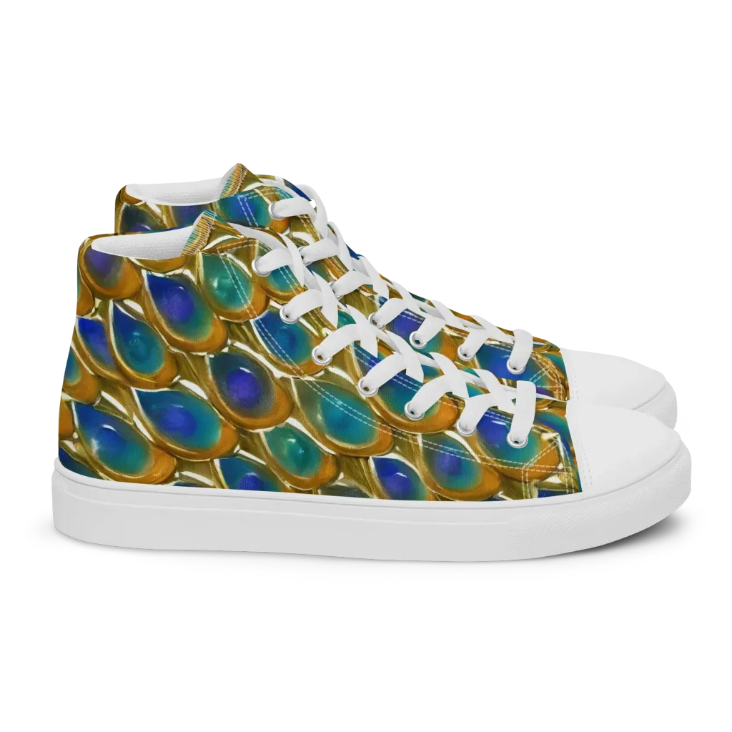 Peacock Voltage on Women's High Top Canvas Shoes — Right
