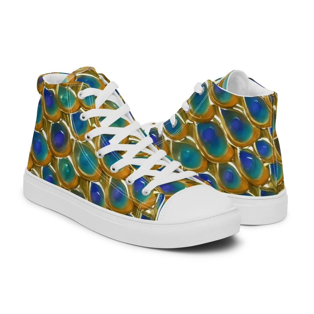 Peacock Voltage on Women's High Top Canvas Shoes — Right
