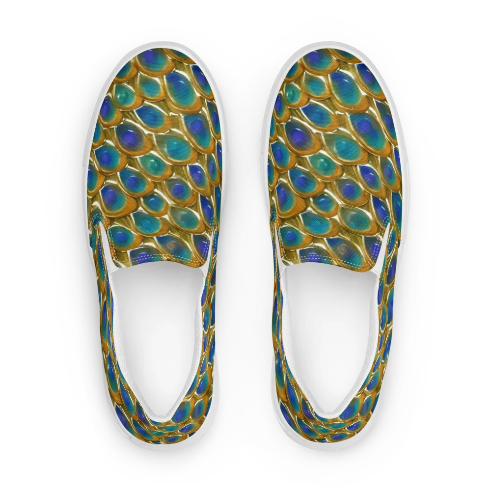 Peacock Voltage on Men's Slip-On Canvas Shoes — Front