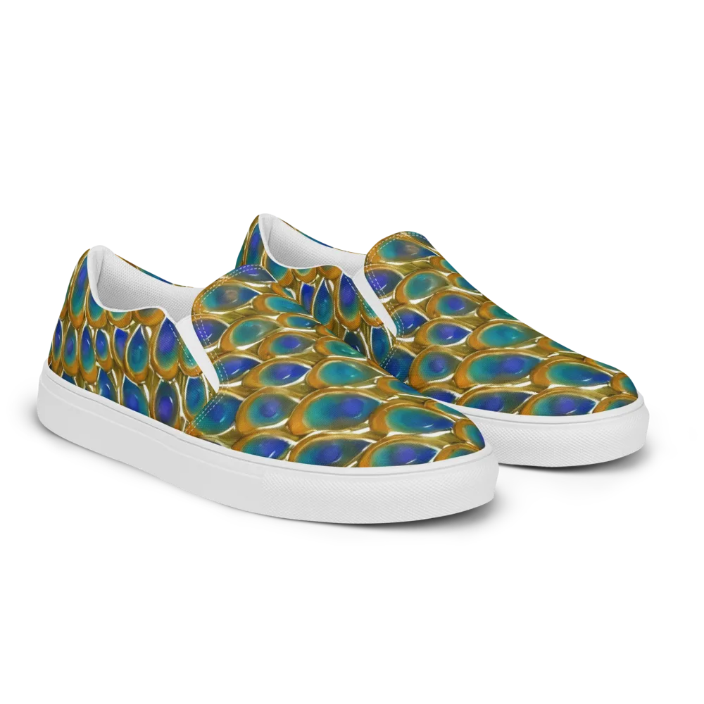 Peacock Voltage on Men's Slip-On Canvas Shoes — Right Front