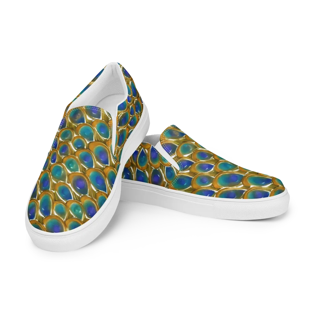 Peacock Voltage on Men's Slip-On Canvas Shoes — Left Front