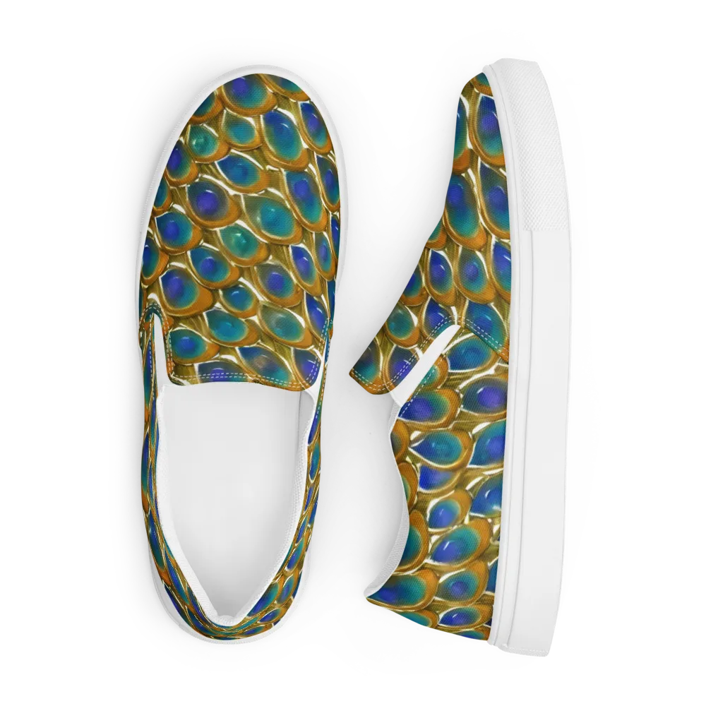 Peacock Voltage on Men's Slip-On Canvas Shoes — Front