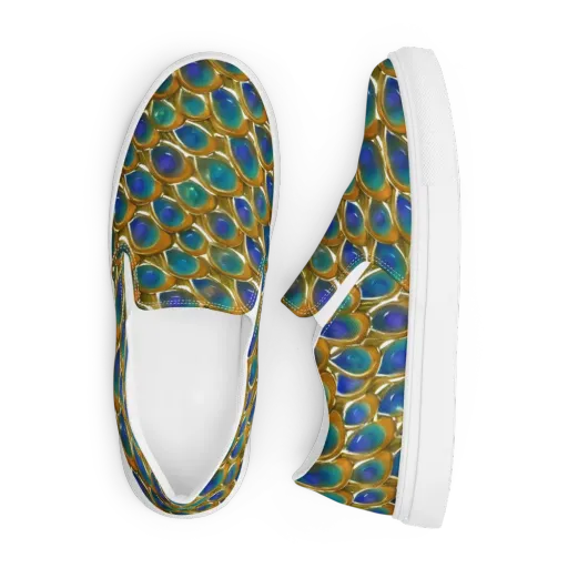 Peacock Voltage on a Men's Slip-On Canvas Shoes