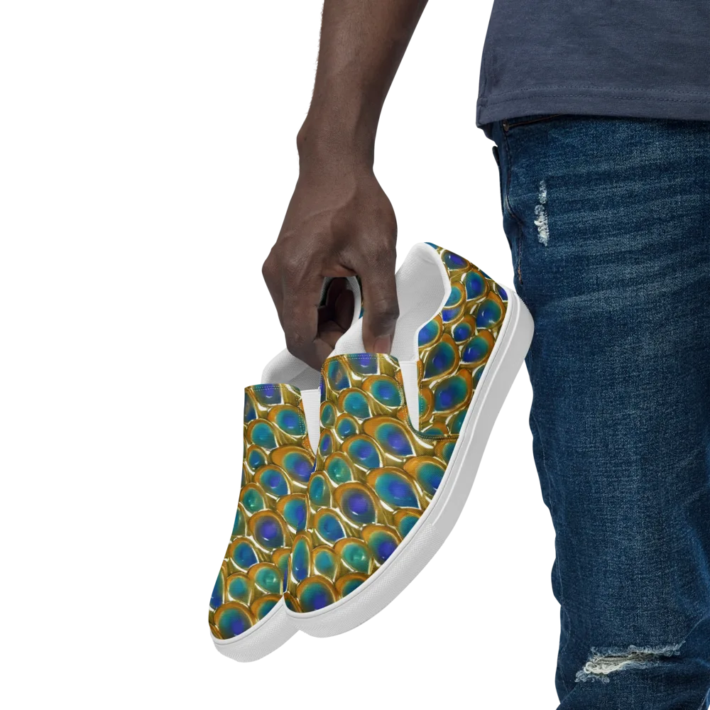 Peacock Voltage on Men's Slip-On Canvas Shoes — Left Front
