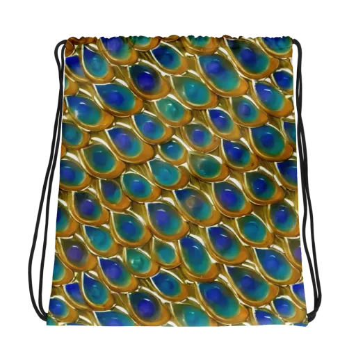 Peacock Voltage on a Drawstring Bag