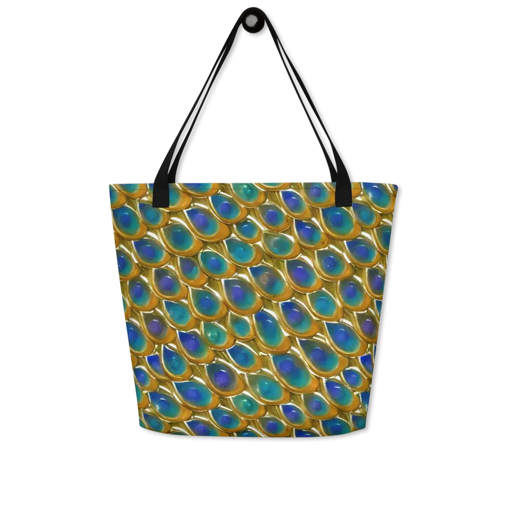 Peacock Voltage on Large Tote Bag W/ Pocket — Front