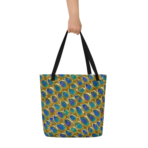 Peacock Voltage on a Large Tote Bag W/ Pocket