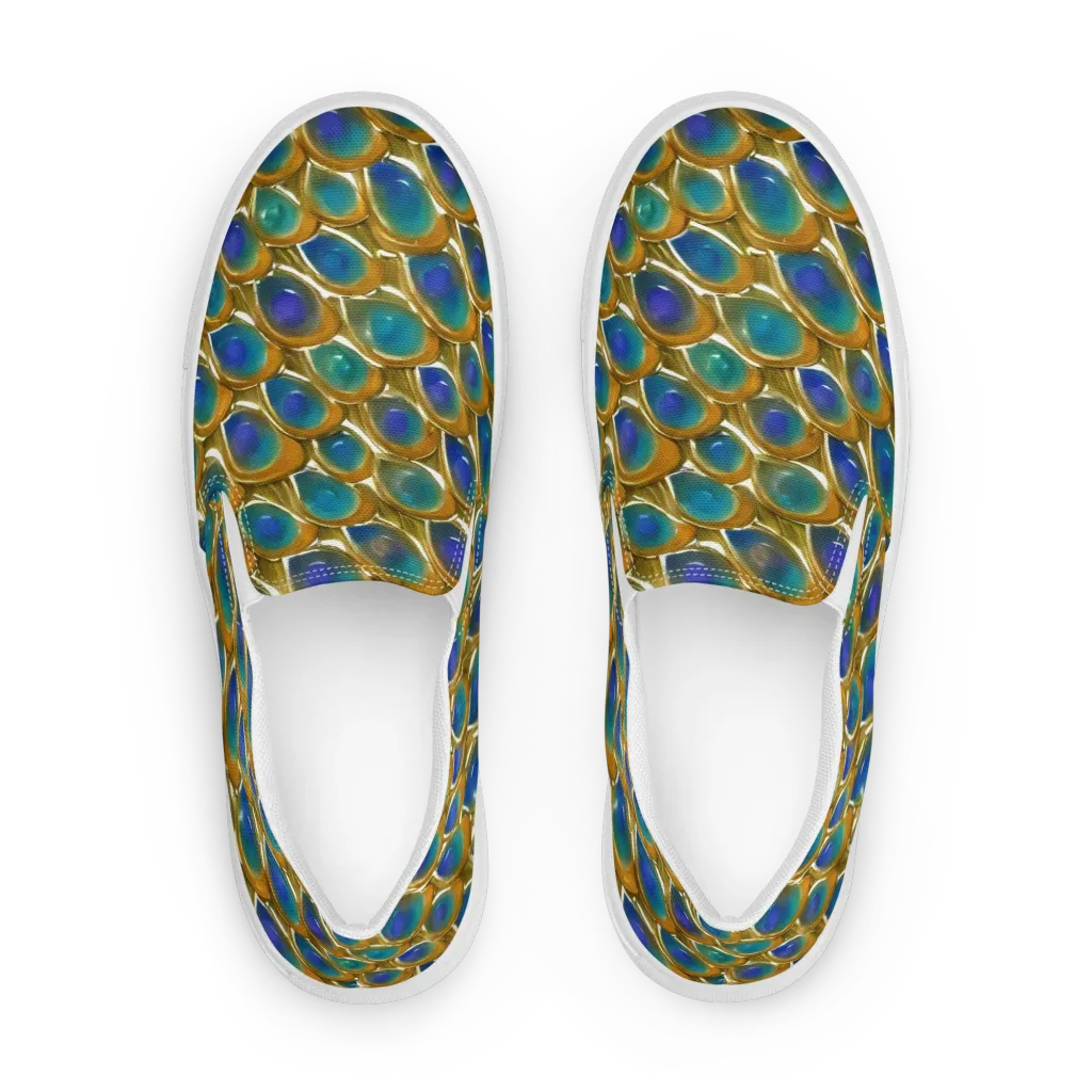 Peacock Voltage on Women's Slip-On Canvas Shoes — Front