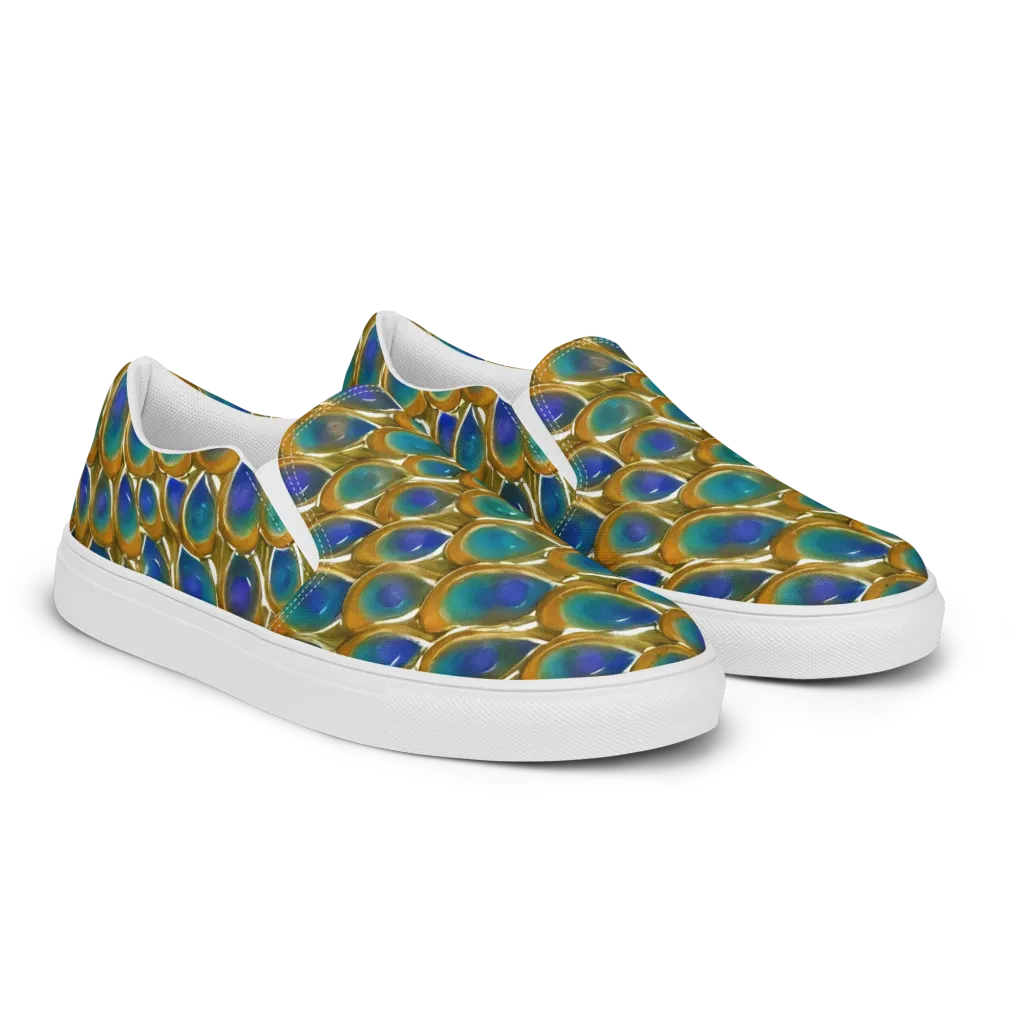 Peacock Voltage on Women's Slip-On Canvas Shoes — Right Front