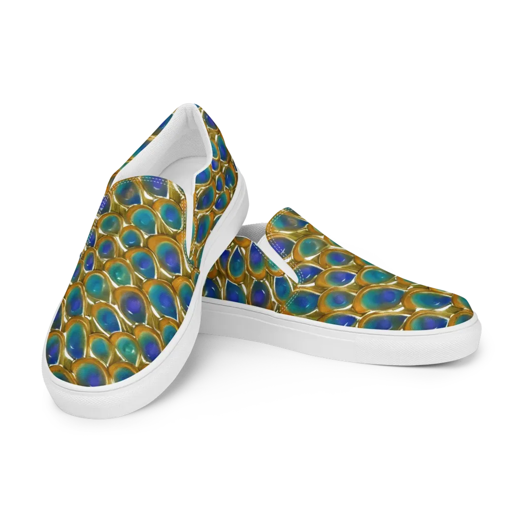 Peacock Voltage on Women's Slip-On Canvas Shoes — Left Front