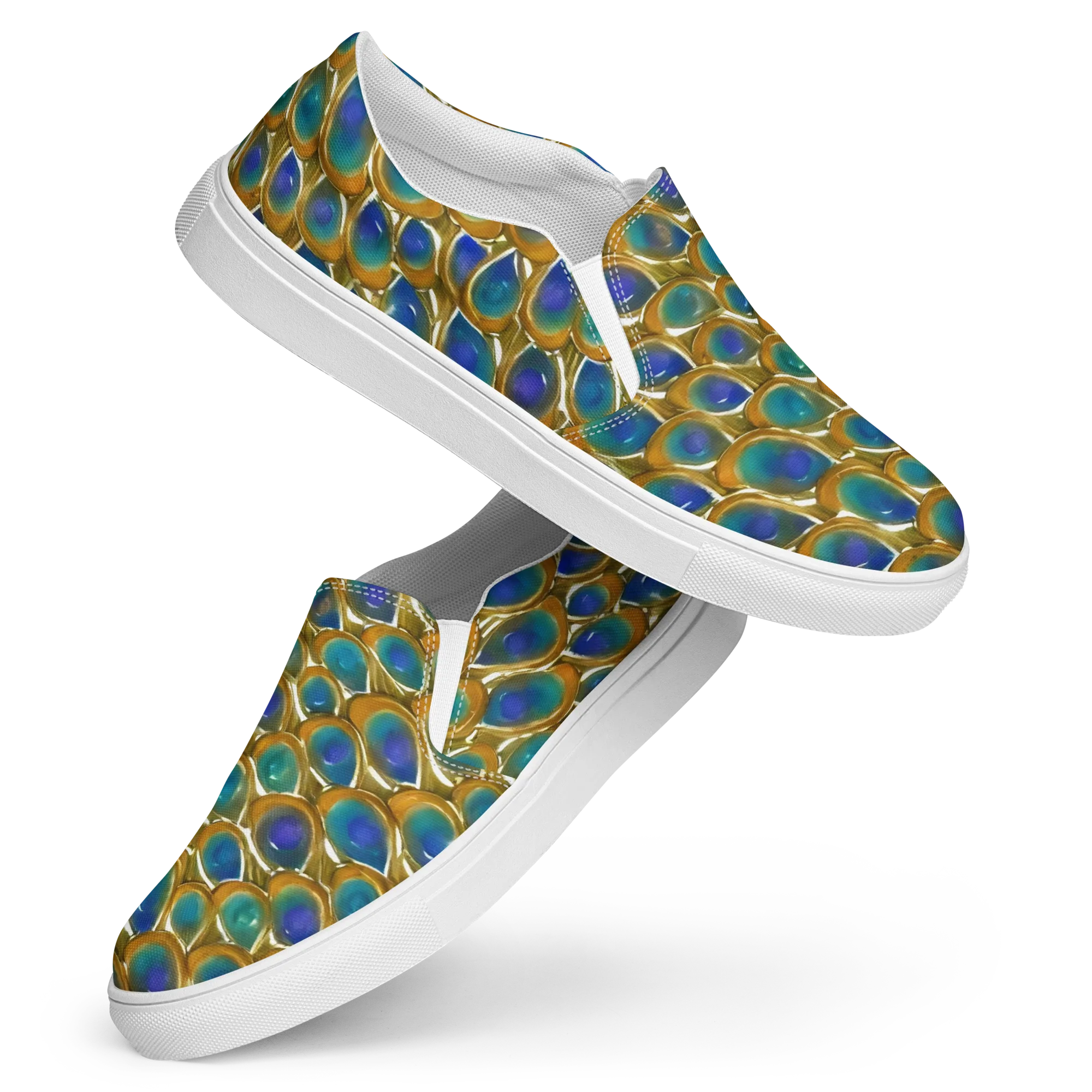 Peacock Voltage on Women's Slip-On Canvas Shoes — Front