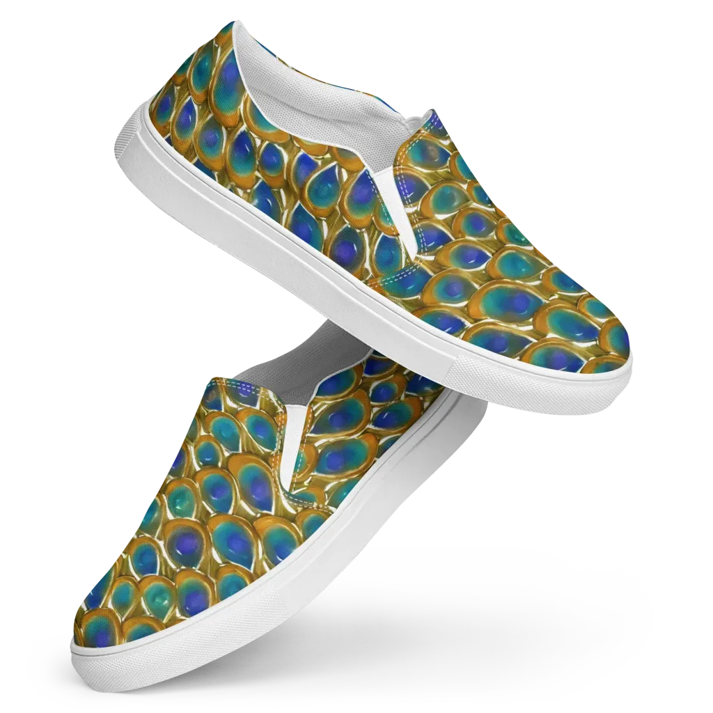 Peacock Voltage on Women's Slip-On Canvas Shoes — Front