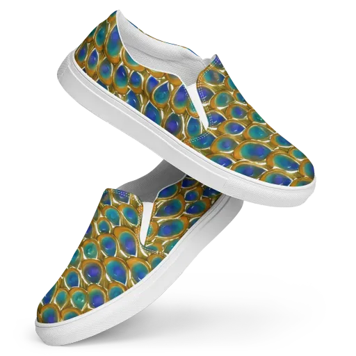 Peacock Voltage on a Women's Slip-On Canvas Shoes