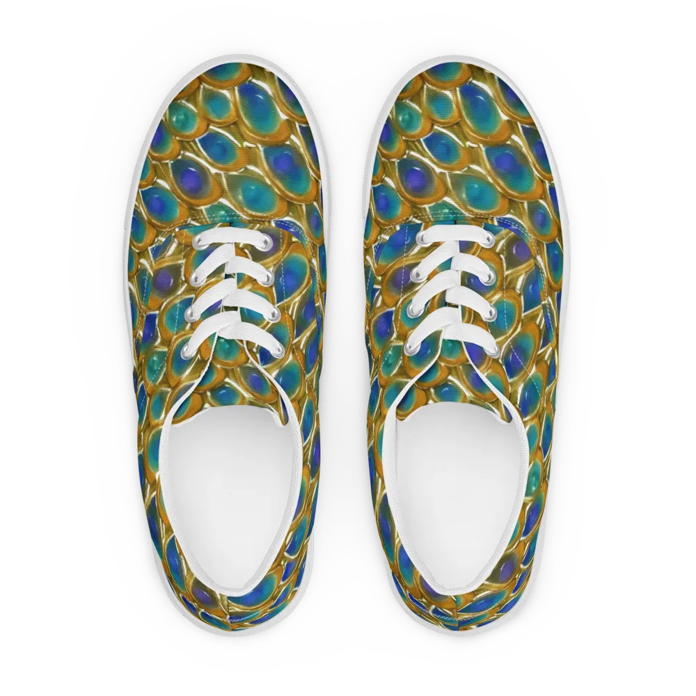 Peacock Voltage on Men's Lace-Up Canvas Shoes — Front