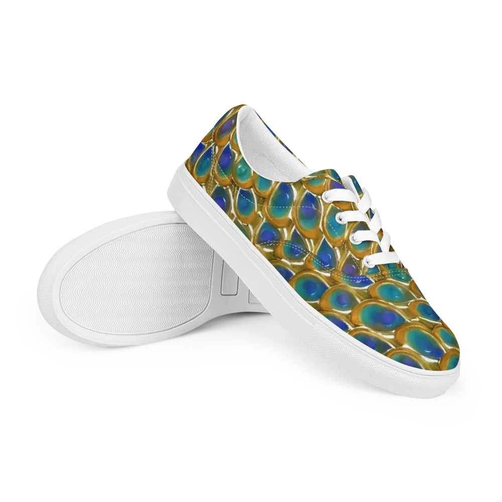 Peacock Voltage on Men's Lace-Up Canvas Shoes — Right Front
