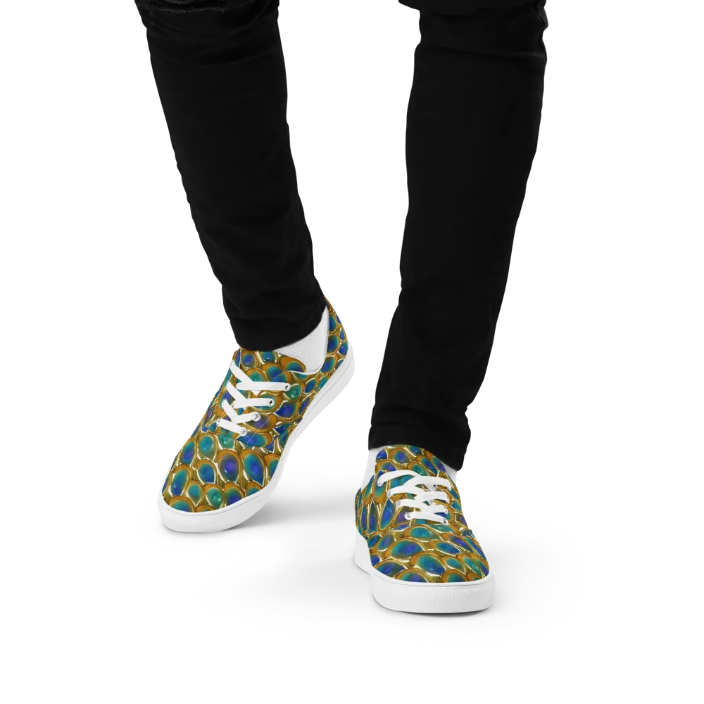 Peacock Voltage on Men's Lace-Up Canvas Shoes — Front
